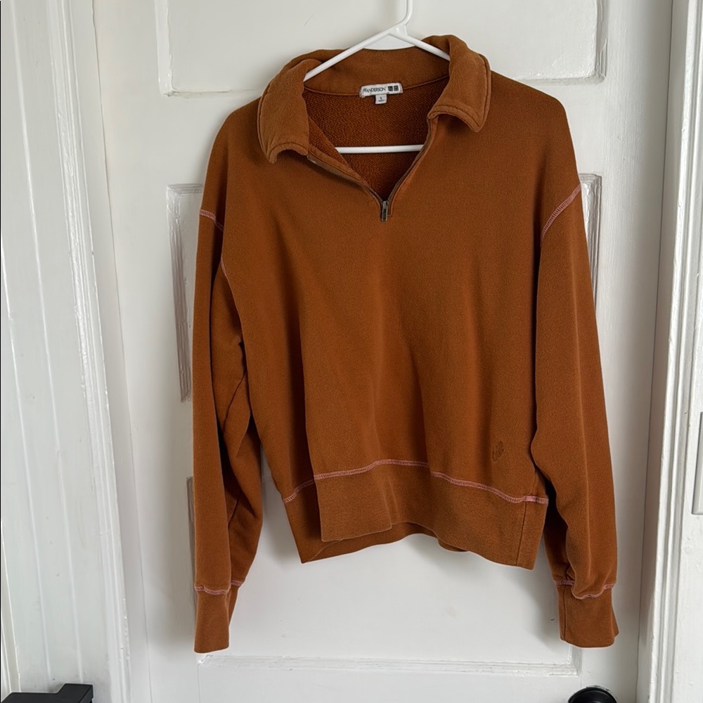 JW Anderson/Uniqlo Burnt Orange Quarter-Zip Pullover, Large